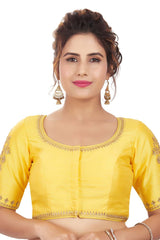 Buy Banarasi Art Silk Embroidered Blouses in Yellow