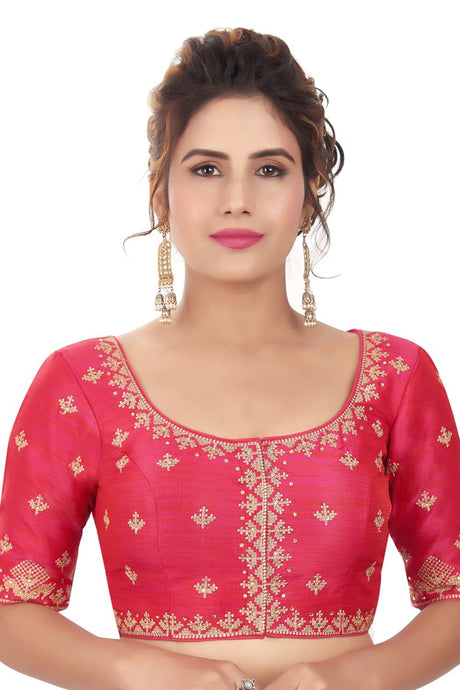 Buy Mulberry Art Silk Embroidered Blouses in Rani