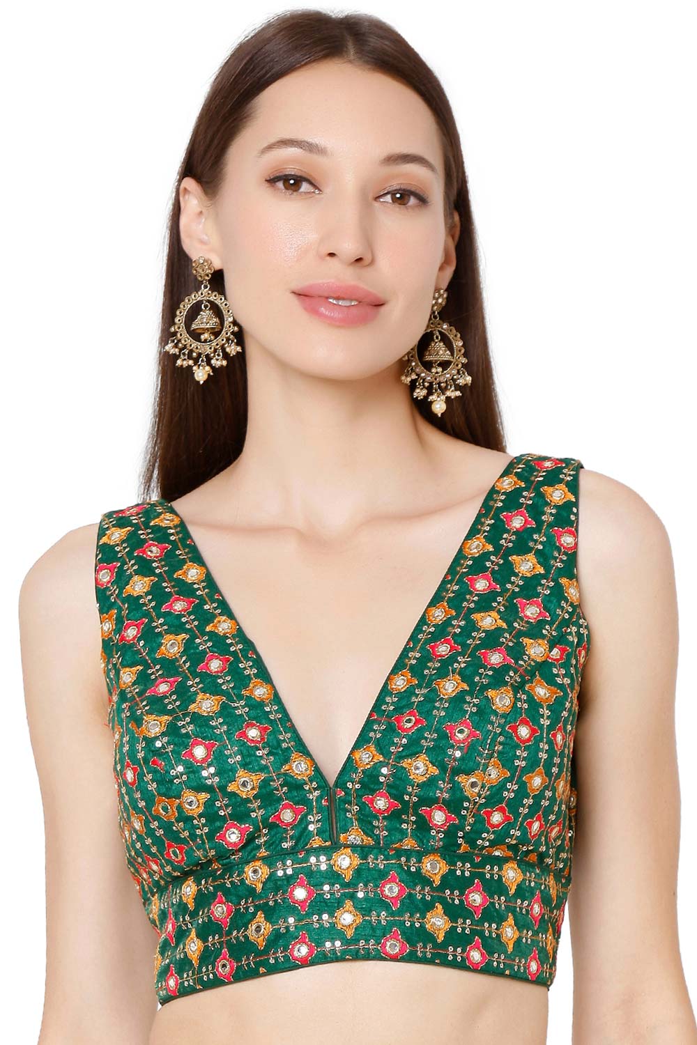 Buy Brocade Embroidered Blouse in Green