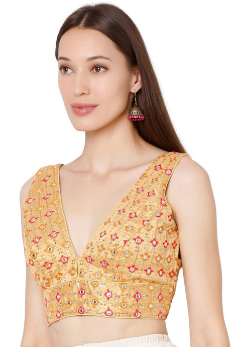 Gold Embroidered Blouse for Women