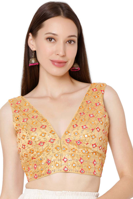 Buy Brocade Embroidered Blouse in Gold