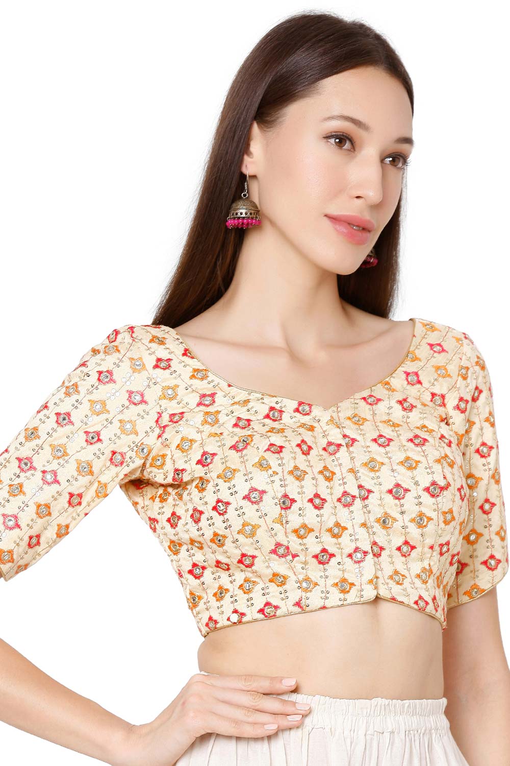 Half Sleeves Gold Brocade Blouse