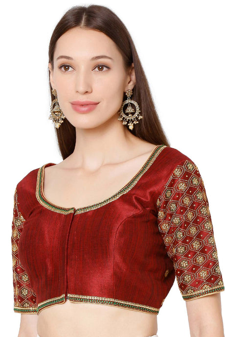 Maroon Embroidered Blouse for Women