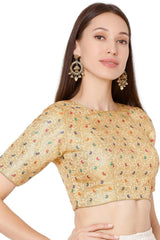 Half Sleeves Gold Brocade Blouse