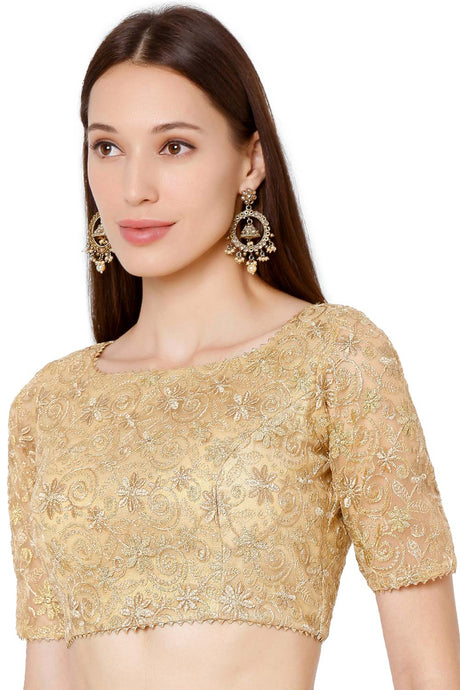 Gold Embroidered Blouse for Women