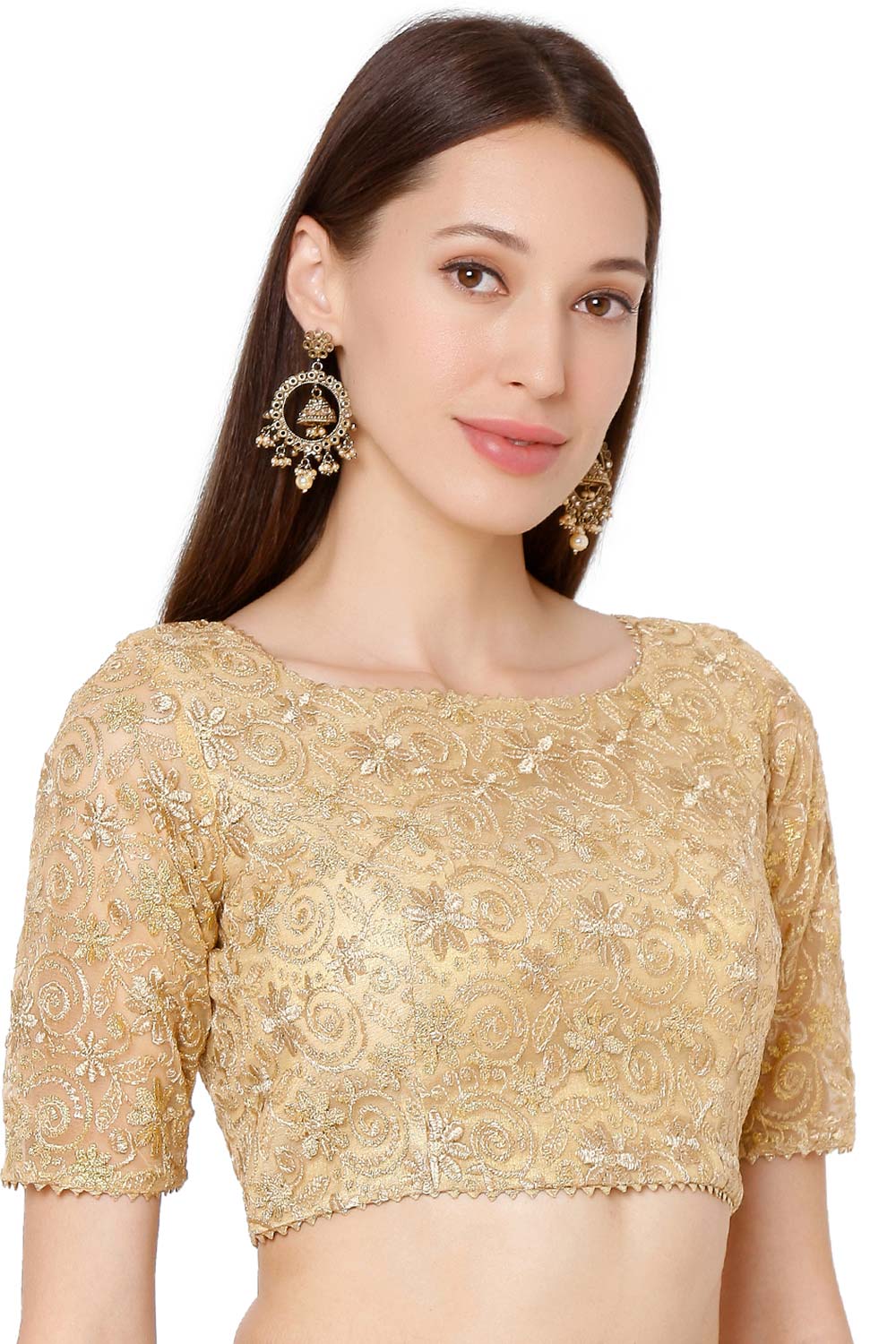 Half Sleeves Gold Net Blouse