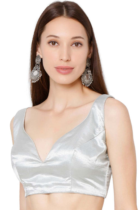 Silver Solid Blouse for Women