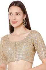 Gold Embroidered Blouse for Women