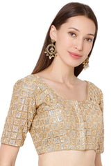 Half Sleeves Gold Net Blouse