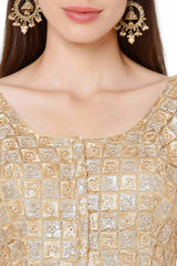 Gold Net Embroidered Readymade Saree Blouse