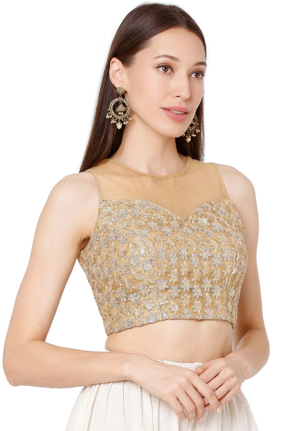 Sleeveless Gold Net Blouse