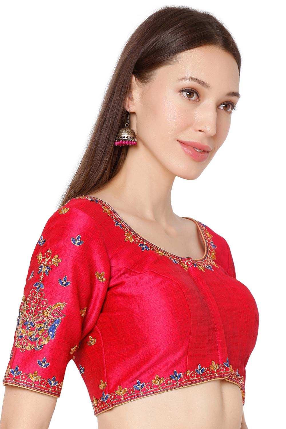 Half Sleeves Pink Dupion Silk Blouse