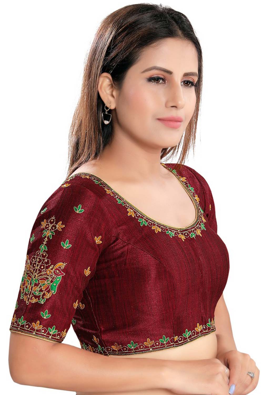 Maroon Embroidered Blouse for Women