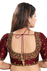 Half Sleeves Maroon Dupion Silk Blouse