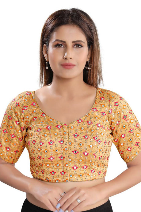 Buy Brocade Embroidered Blouse in Gold