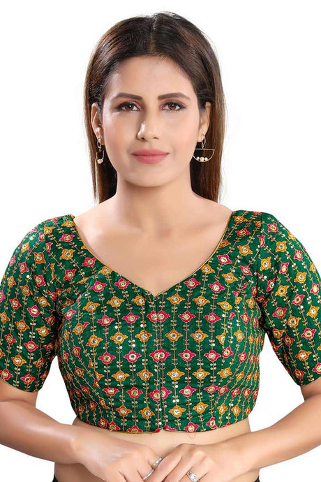 Buy Brocade Embroidered Blouse in Green