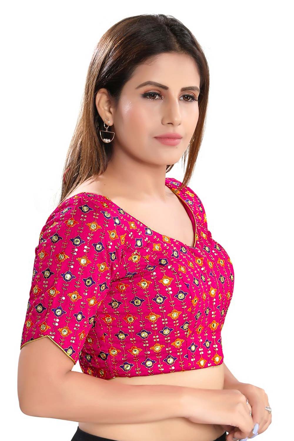 Pink Embroidered Blouse for Women