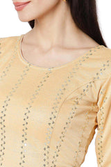 Buy Cotton Sequin Embroidered Saree Blouse in Gold - Zoom In