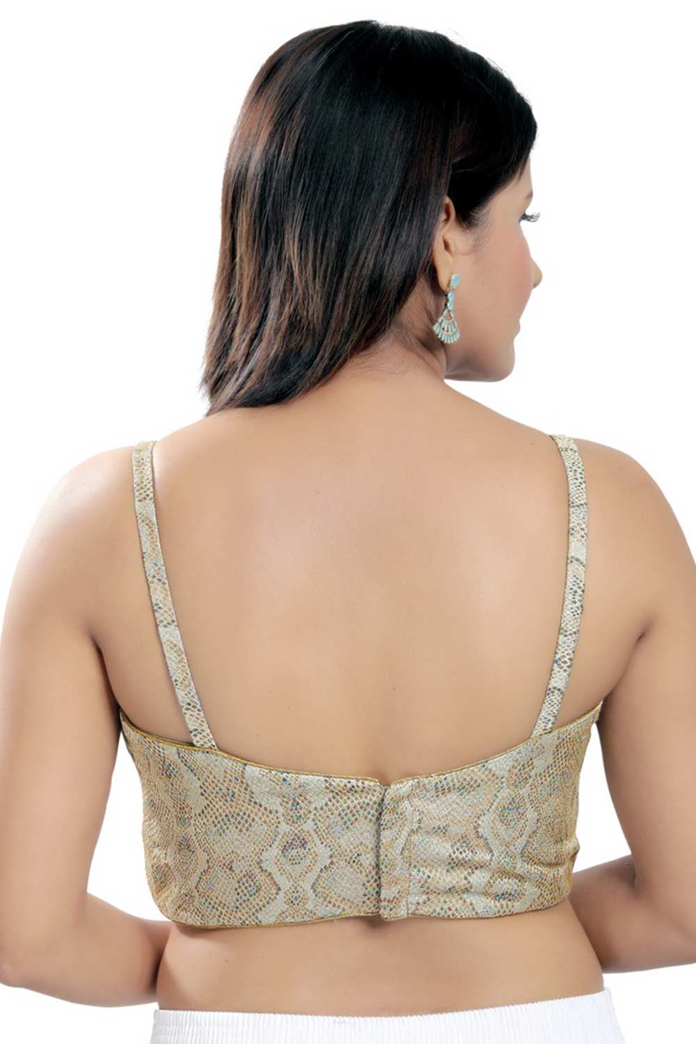 Gold Brocade Printed Readymade Saree Blouse