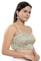 Gold Brocade Printed Readymade Saree Blouse