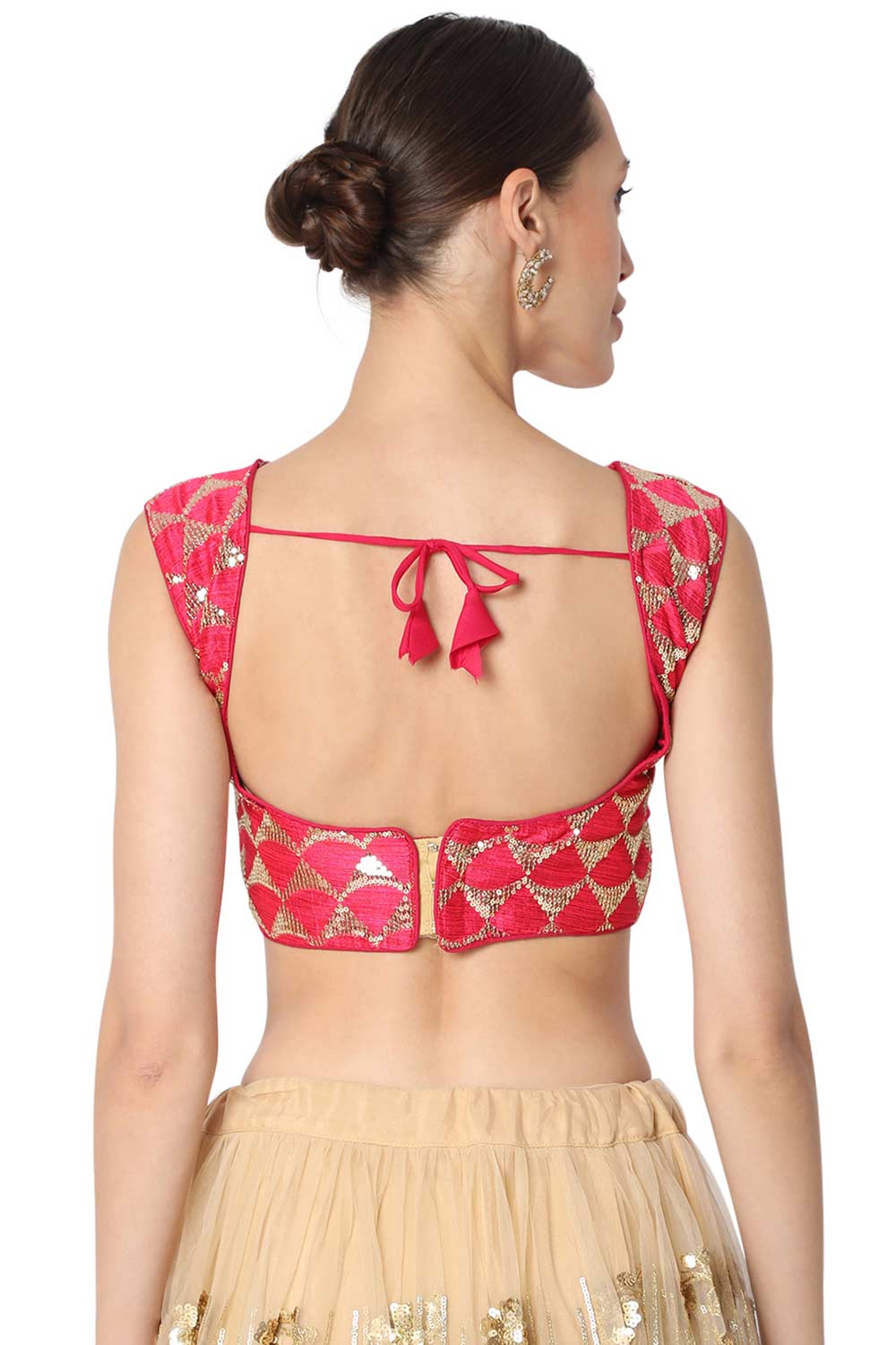 Pink Silk Blend Embroidered Readymade Saree Blouse