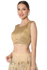 Copper Satin Silk Self Design Readymade Saree Blouse