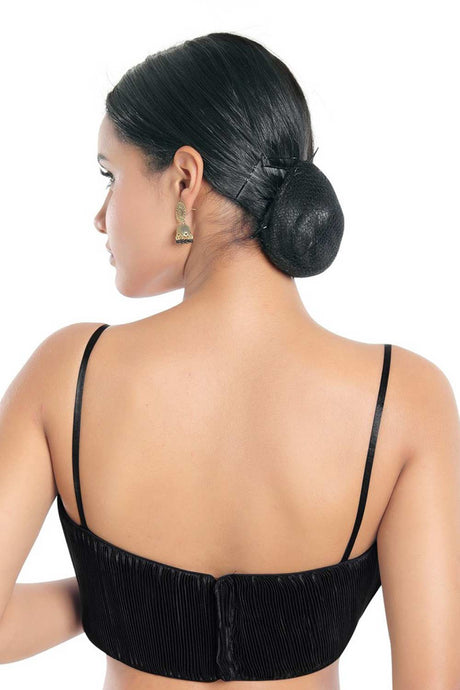 Women's Black Satin Crush Readymade Saree Blouse