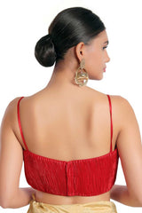 Women's Red Satin Crush Readymade Saree Blouse