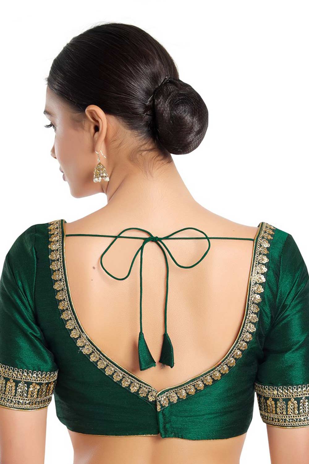 Women's Bottle Green Mulberry Readymade Saree Blouse