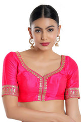 Women's Pink Mulberry Readymade Saree Blouse