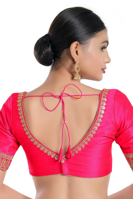 Women's Pink Mulberry Readymade Saree Blouse