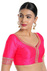 Women's Pink Mulberry Readymade Saree Blouse