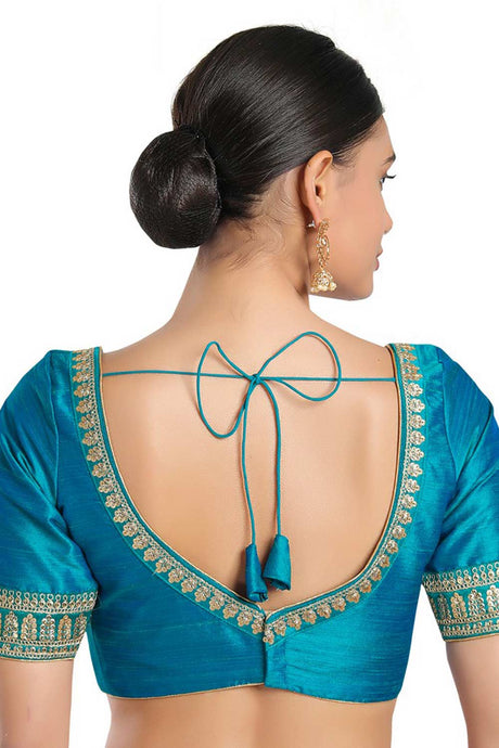 Women's Blue Mulberry Readymade Saree Blouse
