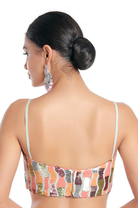 Women's Multicolor Georgette Readymade Saree Blouse
