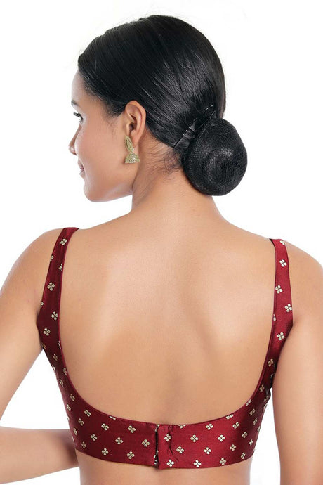 Women's Maroon Silk Readymade Saree Blouse