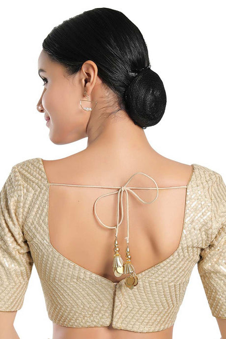 Women's Gold Silk Readymade Saree Blouse