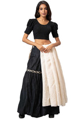 Buy Women's Black Cotton Lycra Readymade Saree Blouse Online - Zoom In