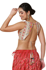 Buy Women's Off White Silk Readymade Saree Blouse Online - Back