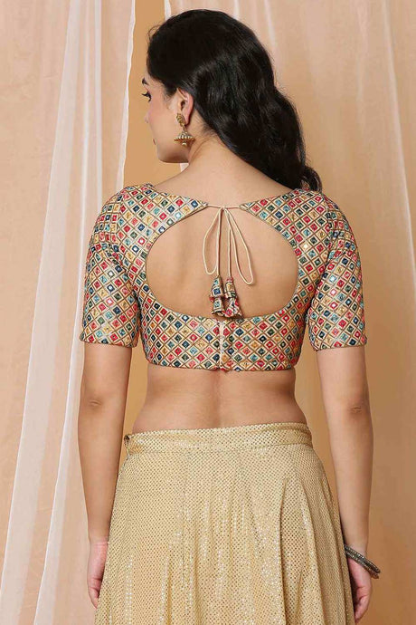 Buy Gold Georgette Readymade Saree Blouse Online - KARMAPLACE