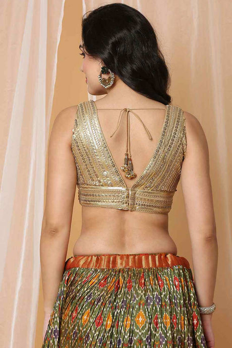 Buy Gold Net Readymade Saree Blouse Online - KARMAPLACE