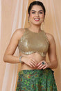 Buy Gold Net Readymade Saree Blouse Online - KARMAPLACE