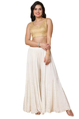 Buy Women's Gold Mulbury Silk Readymade Saree Blouse Online - Zoom Out