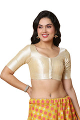 Buy Women's Light Gold Mulbury Silk Readymade Saree Blouse Online