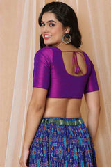 Buy Purple Mulbury Silk Readymade Saree Blouse Online - KARMAPLACE