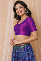 Buy Purple Mulbury Silk Readymade Saree Blouse Online - KARMAPLACE