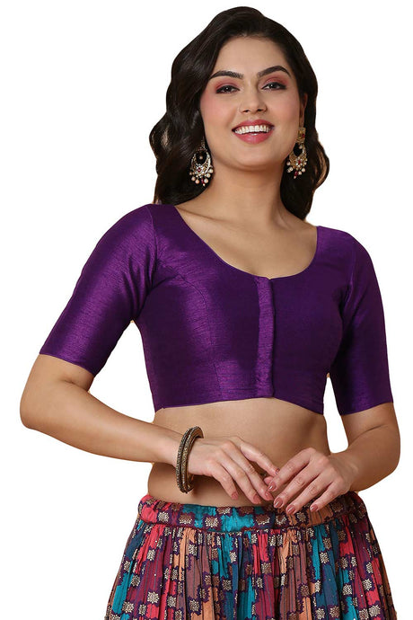 Buy Women's Wine Mulbury Silk Readymade Saree Blouse Online