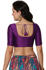 Buy Women's Wine Mulbury Silk Readymade Saree Blouse Online - Back