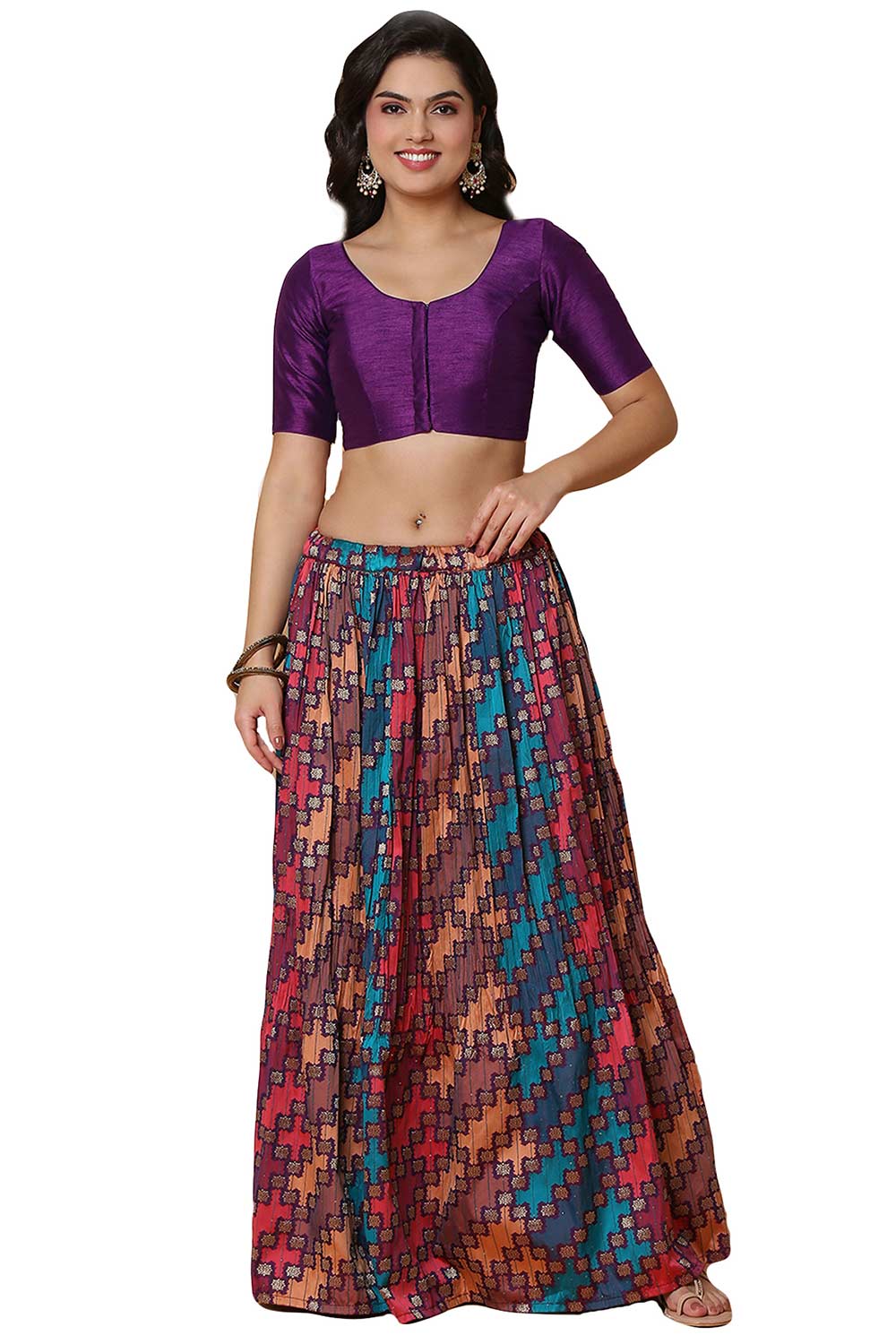 Buy Women's Wine Mulbury Silk Readymade Saree Blouse Online - Zoom Out