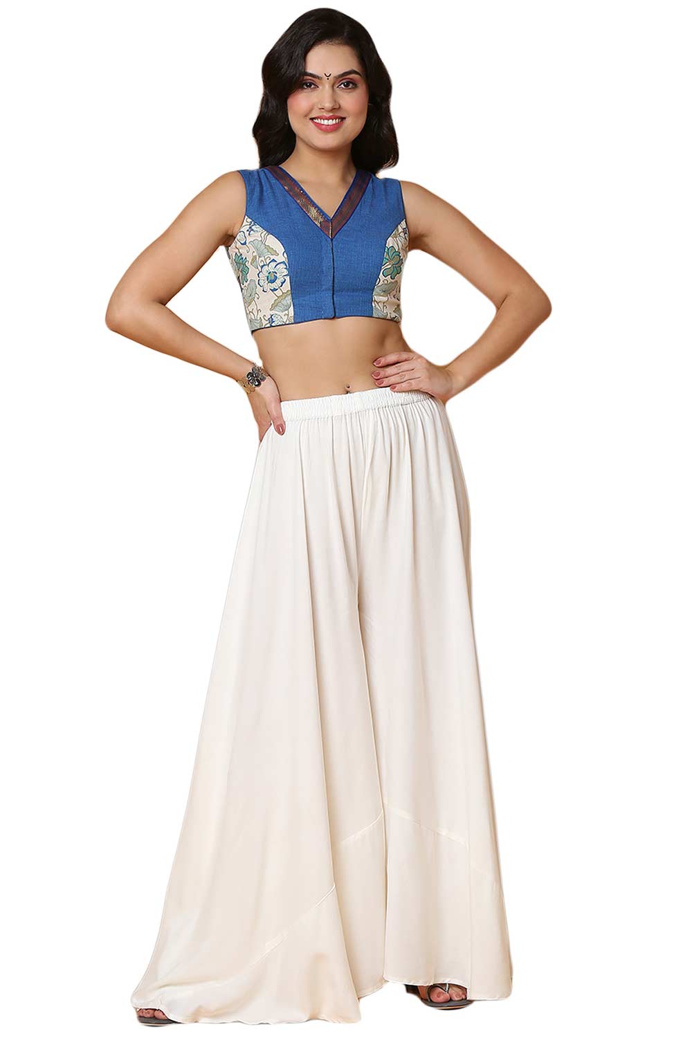 Buy Women's Blue Handloom Cotton Readymade Saree Blouse