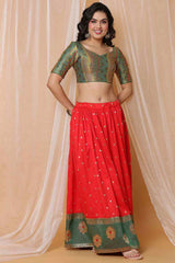 Buy Green Brocade Readymade Saree Blouse Online - KARMAPLACE